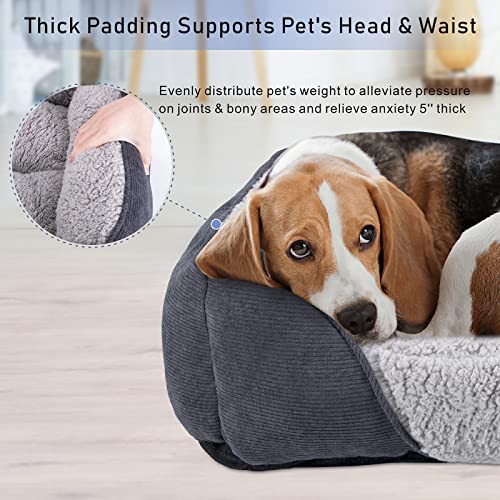 Soft Comfy Dog Bed, Striped Design, Washable, 76x61x23cm