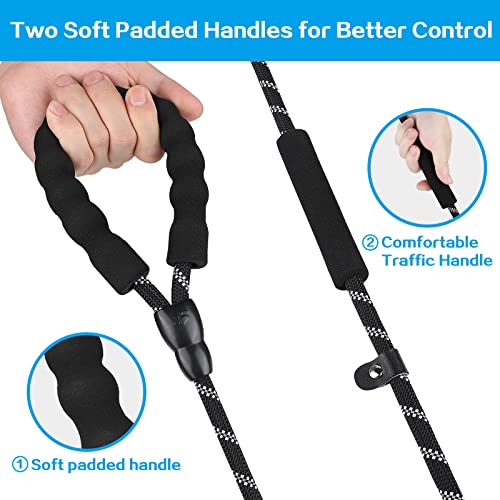 Dog Leashes with Slip Collar, Padded Handle - Black