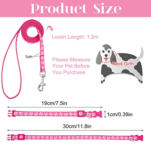 2-Pack Dog Collar and Leash Set - Adjustable, Paw Print Design