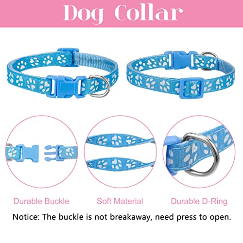 2-Pack Dog Collar and Leash Set - Adjustable, Paw Print Design