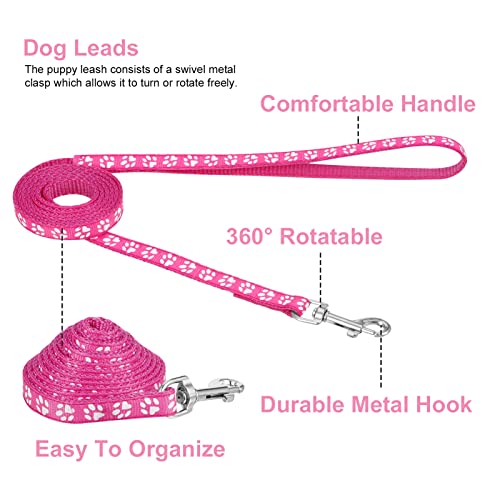2-Pack Dog Collar and Leash Set - Adjustable, Paw Print Design