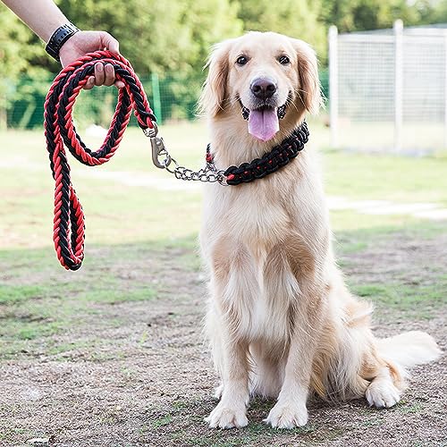 Soft handle dog leash and collar set