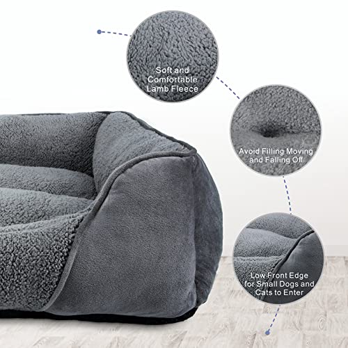 Soft Grey Rectangle Dog Bed for Medium-sized Dogs