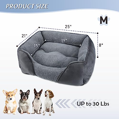 Soft Grey Rectangle Dog Bed for Medium-sized Dogs