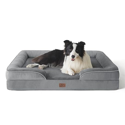 Bedsure Large Grey Dog Bed - Washable Orthopedic Sofa