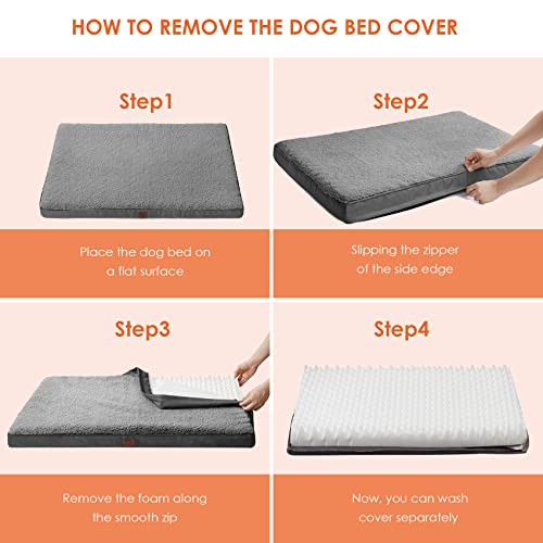 Orthopedic Dog Bed: Large, Removable Washable Cover, Grey