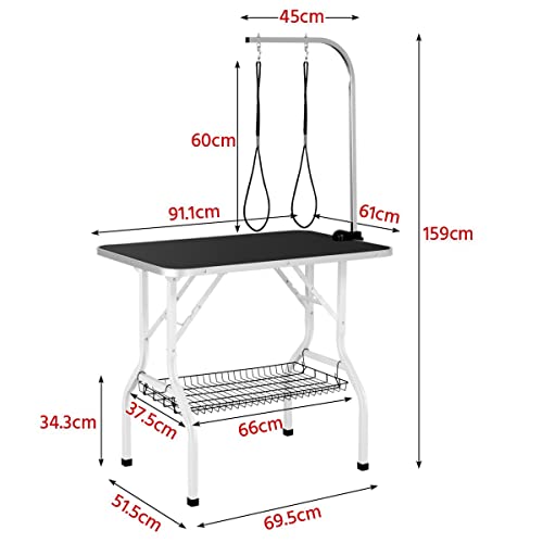 Yaheetech 36” Dog Grooming Table with Storage Basket