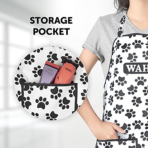 Water-Resistant Paw Print Apron for Dog Groomers