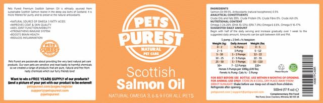 Salmon Oil Supplement for Dogs, Cats, Horse, Ferret