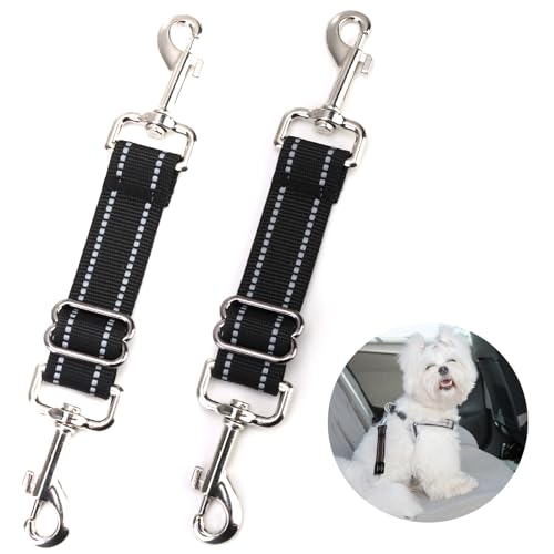 Reflective Dog Collar Clips - Nylon, Adjustable (Black)