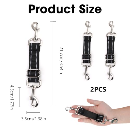 Reflective Dog Collar Clips - Nylon, Adjustable (Black)