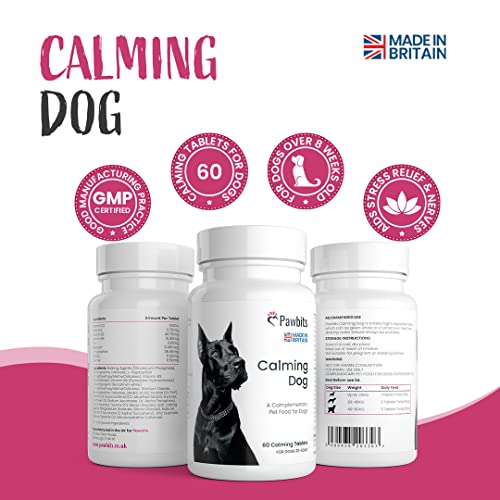 Pawbits 60 Calming Tablets for Dogs - Natural Calm Aid