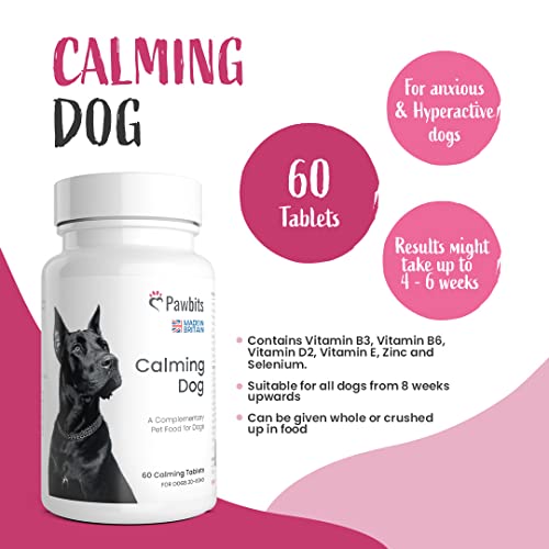 Pawbits 60 Calming Tablets for Dogs - Natural Calm Aid