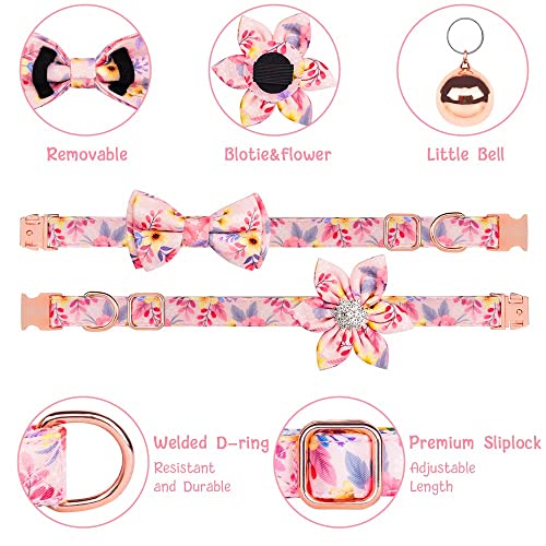 Flower Pattern Dog Collar and Leash Set