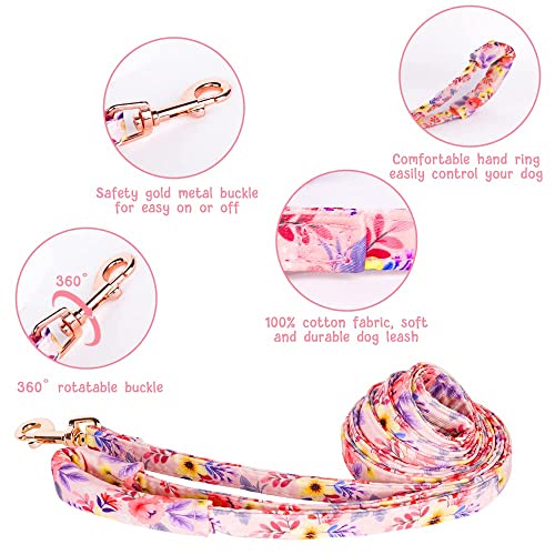 Flower Pattern Dog Collar and Leash Set