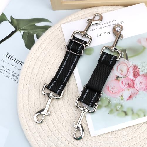Reflective Dog Collar Clips - Nylon, Adjustable (Black)