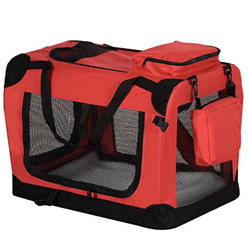 PawHut Portable Dog Crate 23" Medium Red