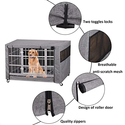 Large Dog Cage Cover, Grey Windproof Kennel Cover