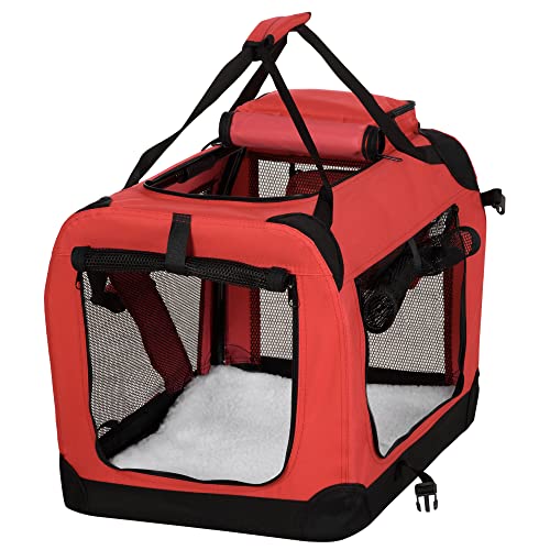 PawHut Portable Dog Crate 23" Medium Red