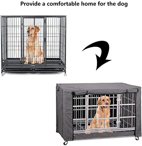 Large Dog Cage Cover, Grey Windproof Kennel Cover