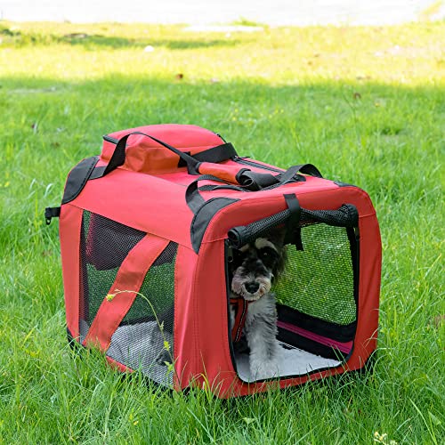 PawHut Portable Dog Crate 23" Medium Red