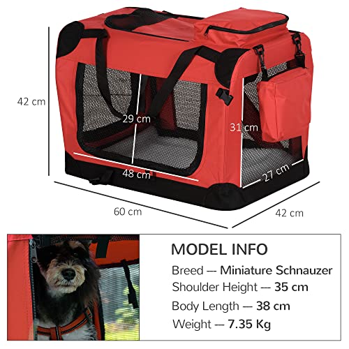 PawHut Portable Dog Crate 23" Medium Red