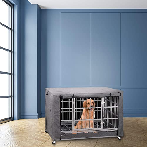 Large Dog Cage Cover, Grey Windproof Kennel Cover