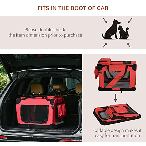 PawHut Portable Dog Crate 23" Medium Red