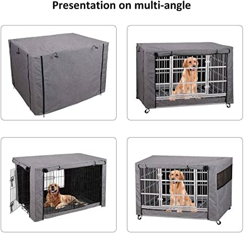 Large Dog Cage Cover, Grey Windproof Kennel Cover