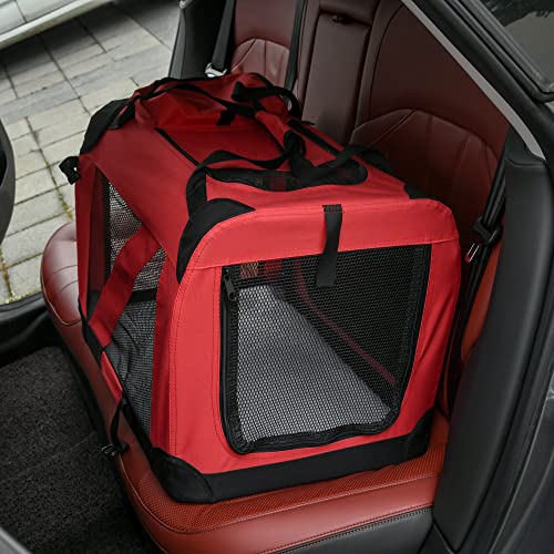 PawHut Portable Dog Crate 23" Medium Red