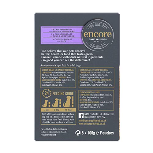 Encore Chicken Selection Wet Dog Food Pouches, 5x100g
