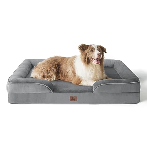 Large Washable Orthopedic Dog Bed Sofa - Grey, 97x71x16cm