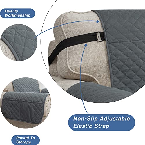 Waterproof Quilted Sofa Cover with Pockets & Straps