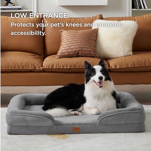 Large Washable Orthopedic Dog Bed Sofa - Grey, 97x71x16cm