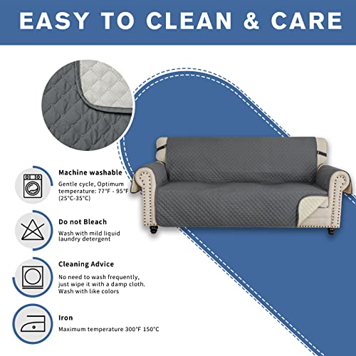 Waterproof Quilted Sofa Cover with Pockets & Straps