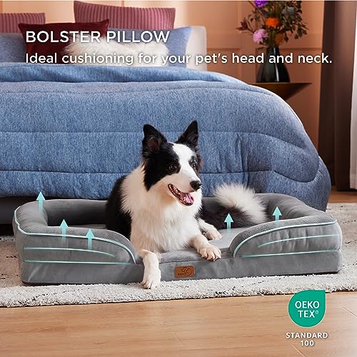 Large Washable Orthopedic Dog Bed Sofa - Grey, 97x71x16cm