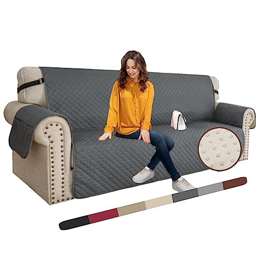 Waterproof Quilted Sofa Cover with Pockets & Straps