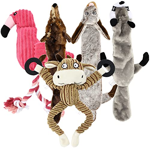 Dog Toy Bundle: Plush, Squeaky, Durable, Interactive - 5 Pack
