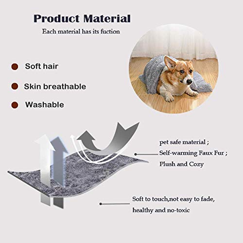 Plush Pet Blanket - Soft Fluffy Mat for Dogs & Cats (Grey, S:22x14 inch)