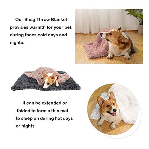 Plush Pet Blanket - Soft Fluffy Mat for Dogs & Cats (Grey, S:22x14 inch)