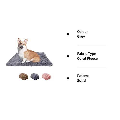 Plush Pet Blanket - Soft Fluffy Mat for Dogs & Cats (Grey, S:22x14 inch)