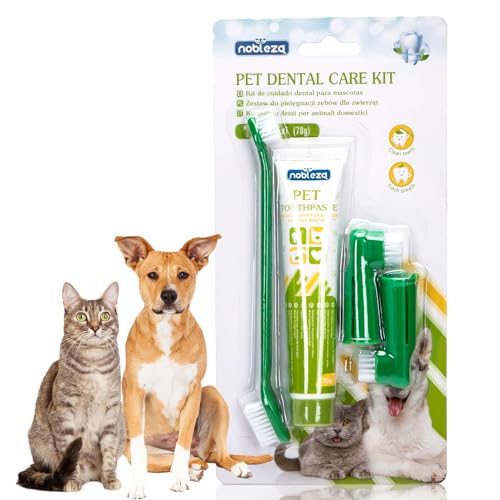 Nobleza Dog Toothbrush and Toothpaste Kit for Pet Oral Care
