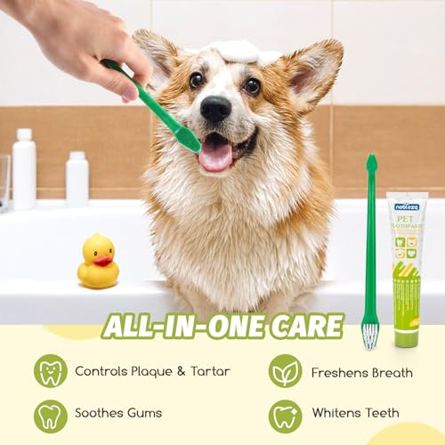 Nobleza Dog Toothbrush and Toothpaste Kit for Pet Oral Care