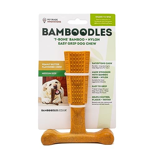 Peanut Butter T-Bone Chew Toy for Medium Dogs