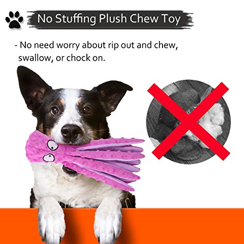 Squeaky Dog Toy - No-Stuff Octopus for Large Dogs