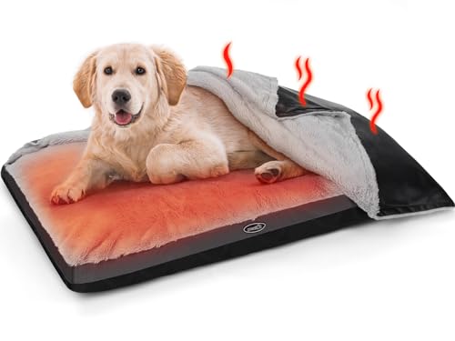 Cozy Self-Heating Dog Bed with Blanket - Medium/Large Dogs