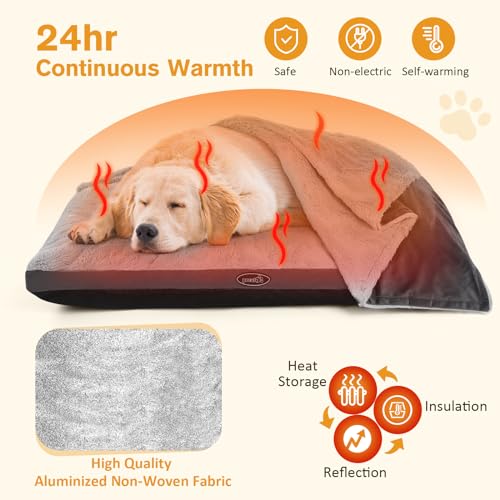 Cozy Self-Heating Dog Bed with Blanket - Medium/Large Dogs