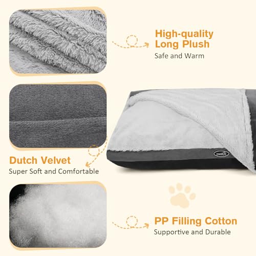 Cozy Self-Heating Dog Bed with Blanket - Medium/Large Dogs