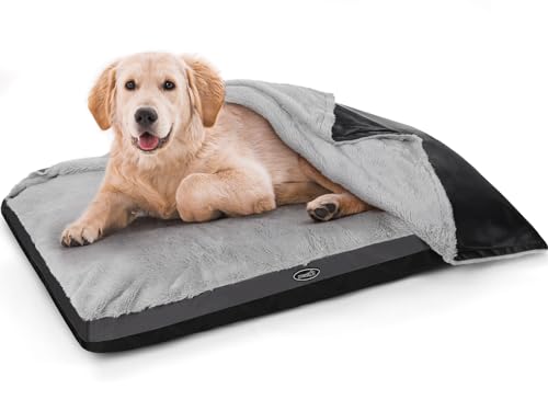 Cozy Self-Heating Dog Bed with Blanket - Medium/Large Dogs