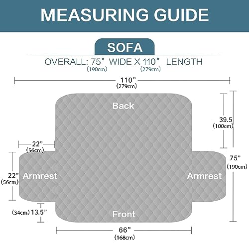BellaHills Dog Sofa Covers, Soft Quilted - 3 Seater